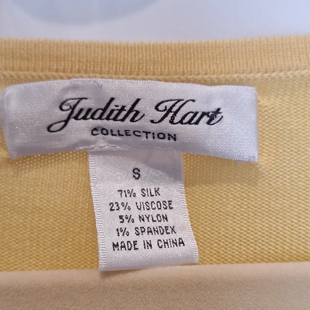 Judith Hart Silk Blend Lemon Yellow 3/4 Sleeve Sweater Size S